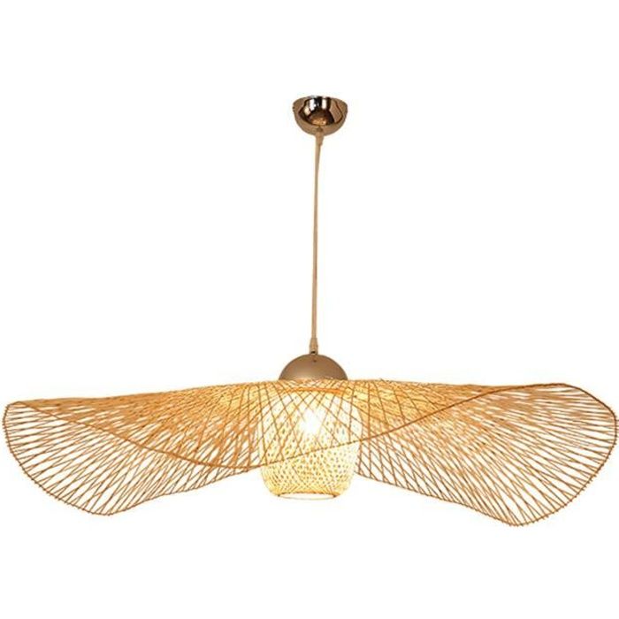 Luminaires suspendus en rotin tissé à la main abat-jour plafonnier suspendu pour salon, salle à manger, bar, café, style 75cm