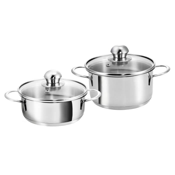 Kopf 124245 Mini cocotte Parvus, 2 pièces, Ø 14 + 14 cm, 0,7 + 1 Litre, INOX