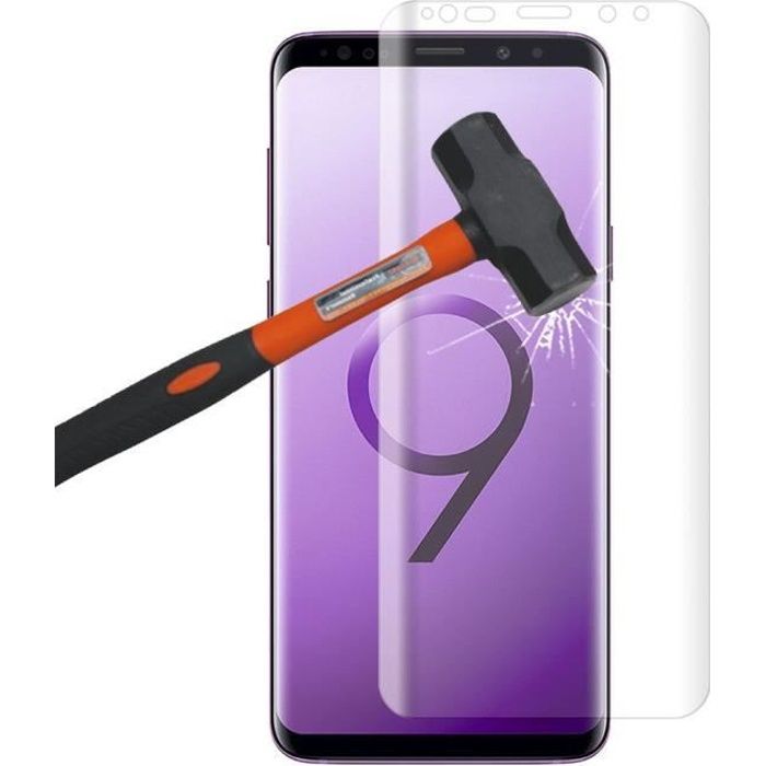 Vitre de Protection pour Samsung Galaxy S9 Plus Ecran film Verre Trempé incurvé Haute Résistance Anti Choc Couleur :