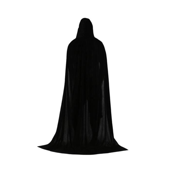 MOGOI Diable mort Sorcière cosplay Cape à capuchon Longue Velvet Unisexe Déguisement Costume Halloween Party noir