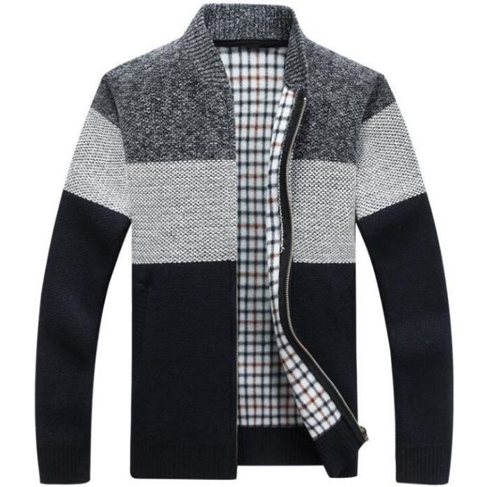 Manches Longues Homme Fermeture Eclair Zip Tricotés Fins Pull Homme DéContracté Chandail