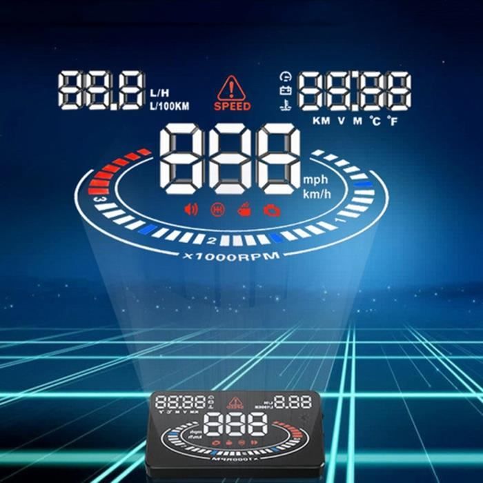 HUD Voiture Head Up Display Affichage Tête Haute Compteur de Vitesse KM-h MPH Avertissement de Vitesse Voltmètre