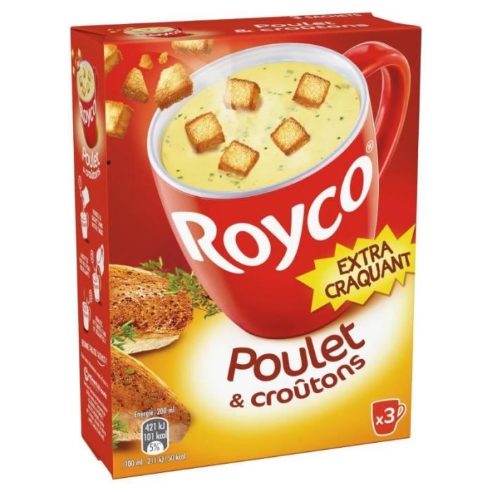 ROYCO - Minute Soup Délice De Poulet Et Croutons Au Thym Extra Craquant 600Ml - Lot De 4