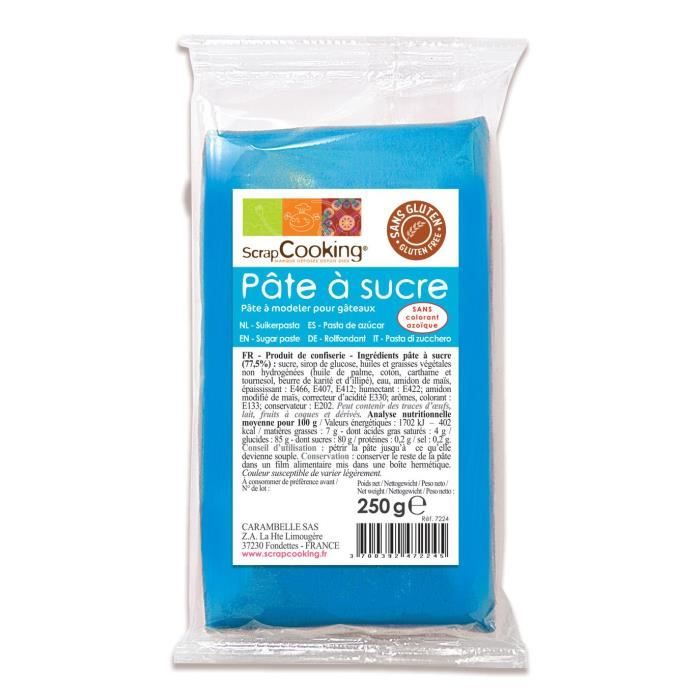 Pâte à sucre bleu (vanille) - 250 gr