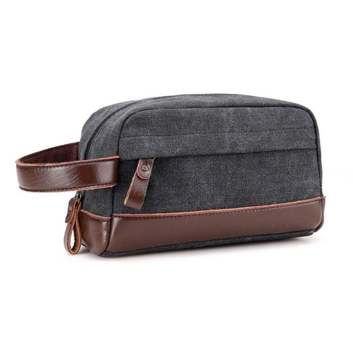 Trousse de toilette en toile pour les Hommes Kit de rasage (Noir)