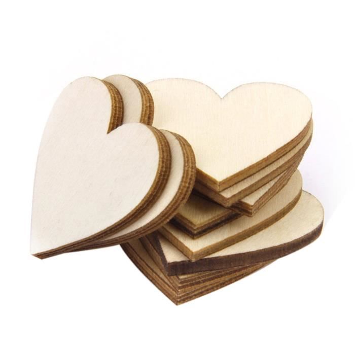 TRIXES Lot de 100 Copeaux de Bois Rustique en Coeurs d'Amour pour la Décoration et l'Artisanat