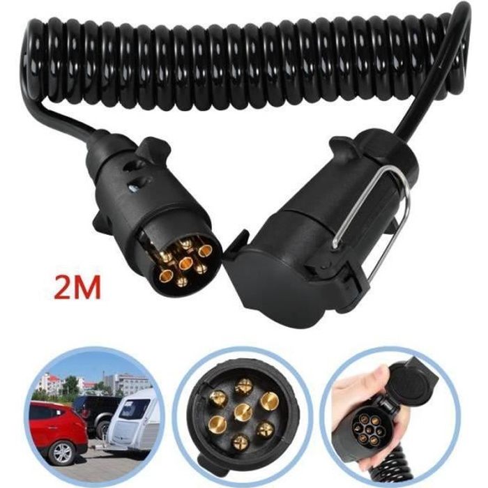 ZF11100-2M Rallonge Connecteur Caravane 12V Voiture Accessoires 7-13 Prise De Remorque Avec Câble À Ressort