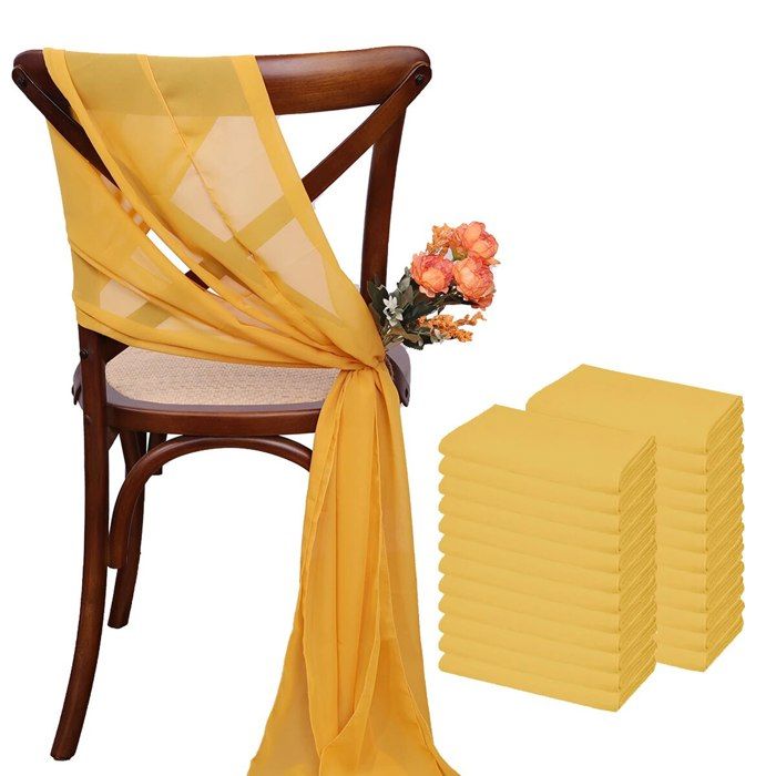 SUKORI Ceintures De Chaise En Mousseline De Soie Vert Sauge - Lot De 24 Pièces (12 Ensembles) 17x275cm - Décoration Mariage Élégante
