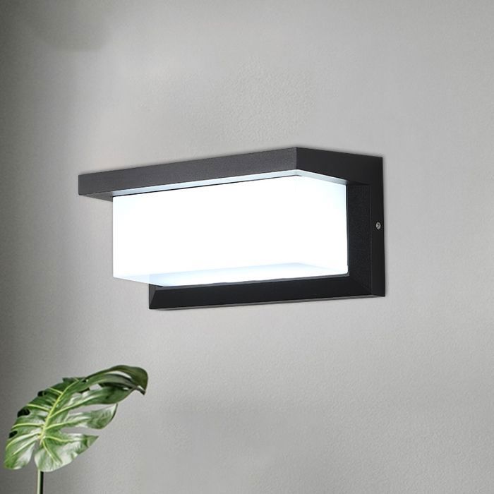 Applique murale dextérieur LED avec capteur de mouvement éclairage 18W étanche IP65 carré noir lumière contrôlée par Radar