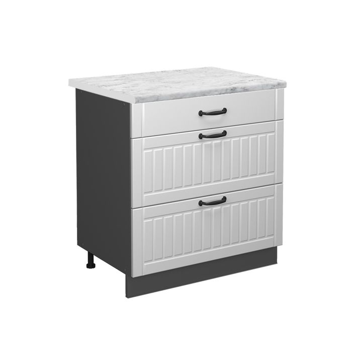 Meuble cuisine Fame-Line 80cm avec 3 tiroirs PT Marbre Blanc campagne/Anthracite Vicco 46830