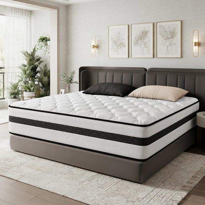 Matelas 140 x 190 cm pour 2 personnes Épaisseur 28 cm Dureté H3 ferme Mousse mémoire de forme HR 7 zones Soutien ergonomique