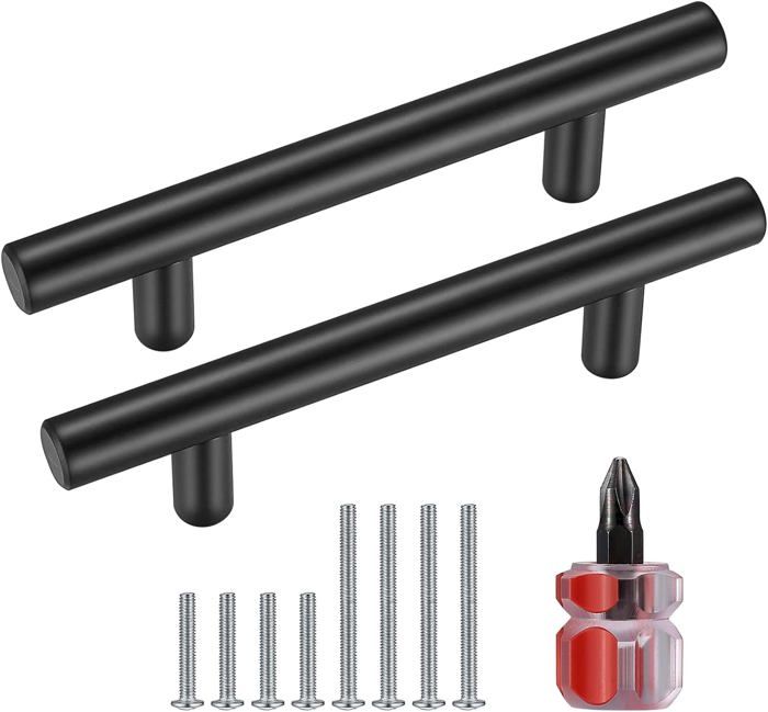 Lot De 4 Poignées D'armoire Carrées En Acier Inoxydable Pour Armoires De Cuisine, Meubles, Poignées De Tiroir (30,5 X 30,5 X 243,8 Cm) (12 X 12 X 128