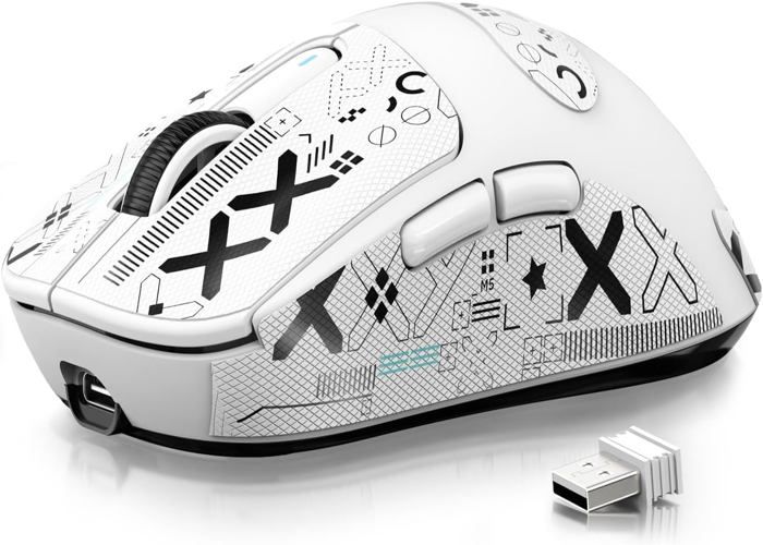 Souris Gamer sans Fil Souris Gaming 26000 DPI PixArt PAW3395 2.4G/Filaire/Bluetooth Rechargeable Blanc