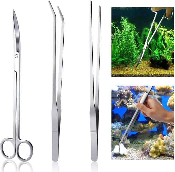 Comparer les prix de Kit d'outils pour aquarium Accessoires INOX Réservoir d'aquarium Pinces pour plantes aquatiques Ciseaux Ensemble d'outils Ki