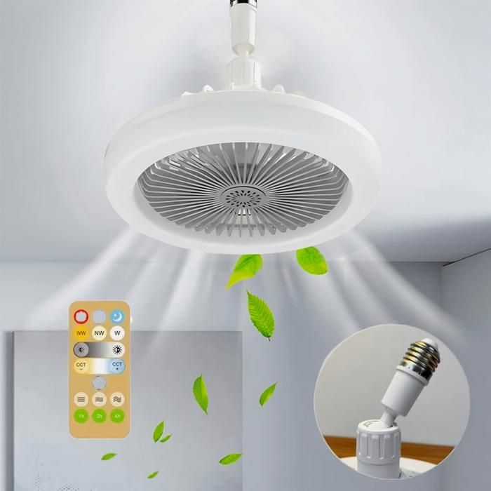 FIMEI Ventilateur de Plafond E27 3 Vitesses et 3 Températures de Couleur Télécommande Intelligente Minuterie Installation facile - Fimei