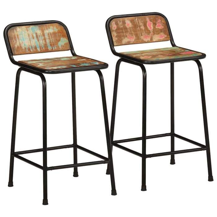 vidaXL Tabourets de bar lot de 2 46x35 5x80cm bois massif récupération chaise chaise de bar de cuisine chaise de bistrot 4013532