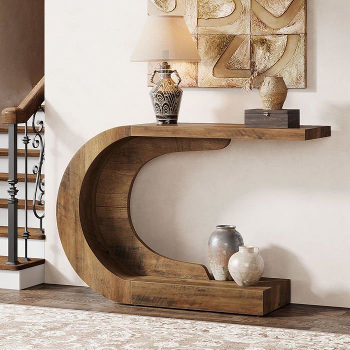Tribesigns Console Table - Forme en C - 110 x 35 x 75 cm - Table d ...