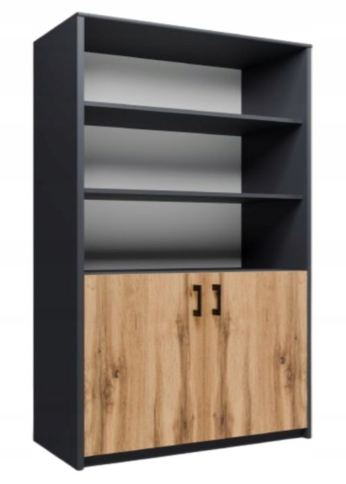Armoire de Bureau - Meuble de rangement 2 Portes - Graphite-Wotan - 74x35x180 cm