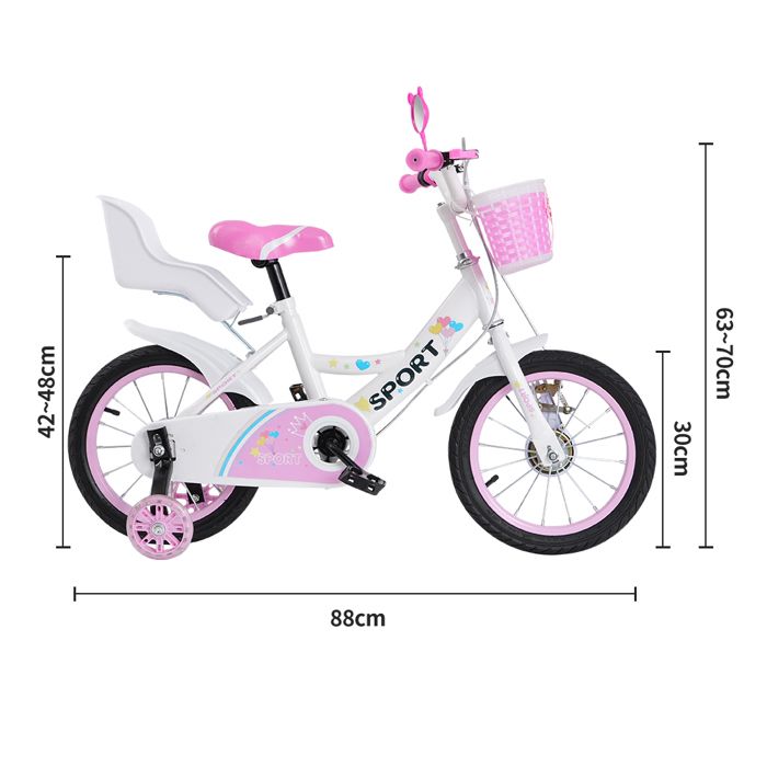 DSYOGX Vélo Enfant 14 Pouces Avec Stabilisateurs - Cadre Acier Carbone Blanc Pour 3-6 Ans