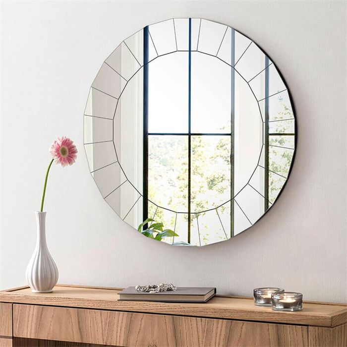 Miroir Rond Mural Salon - 80x80cm Miroir Décoration Murale Miroir dEntrée Simple Design - Miroir Suspendu Art Déco Chambre