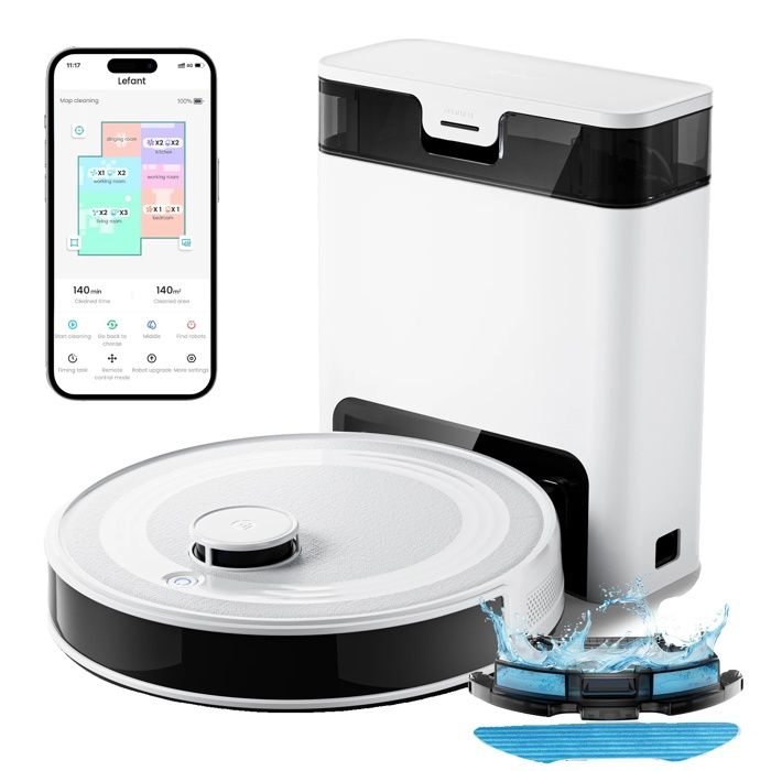 Aspirateur Robot Navigation Laser Aspiration Puissante M2 Pro-Blanc