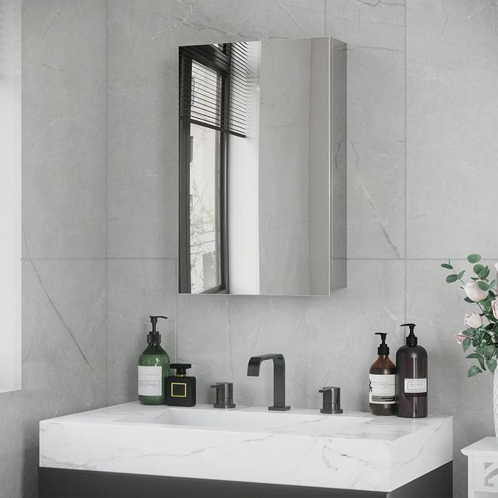 Armoire miroir salle de bain en acier inoxydable - 39 x 12 x 60 cm