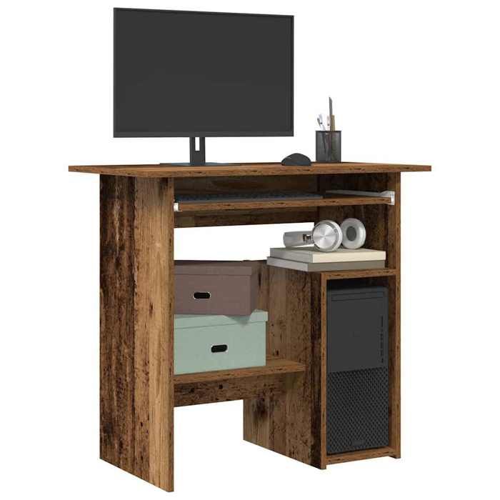 Bureau style rustique campagne - Vieux bois - Bois dingénierie - 80 x 45 x 74 cm - armoire intégrée - pour bureau à domicile