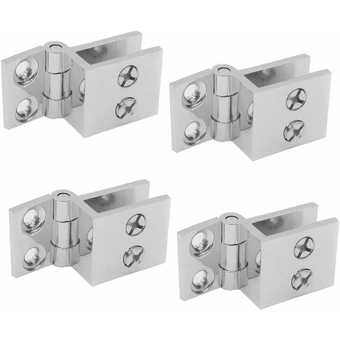 Charnière porte verre - MICH - 4 pièces - Alliage de zinc - 46x27x21 mm - Épaisseur verre 5-8 mm - Argent