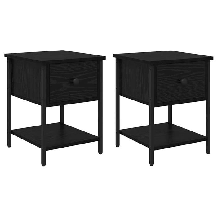 Table de chevet moderne - vidaXL - Chêne Noir - Bois dingénierie - 34x35.5x45 cm - 2 pièces - Grand espace de rangement