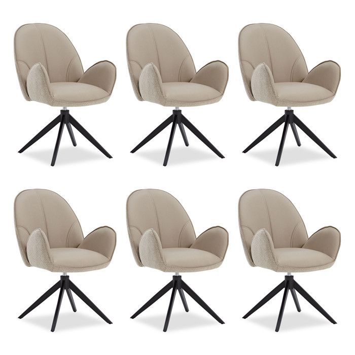 Chaise de Salle à Manger Lot de 6 Moderne Bouclé Cuir Beige Design Chaises de Cuisine Chaises pas Cher Fauteuils Rembourrée