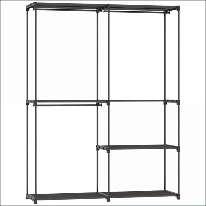 Penderie portable - Métal robuste - Rangements multiples - Noir