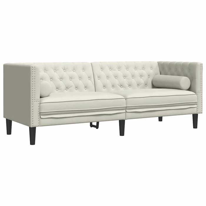 En solde Canapé de Séjour - CLOUD - SOFA FIX - Desgin Chesterfield - avec traversins 3 places - crème velours LV3062