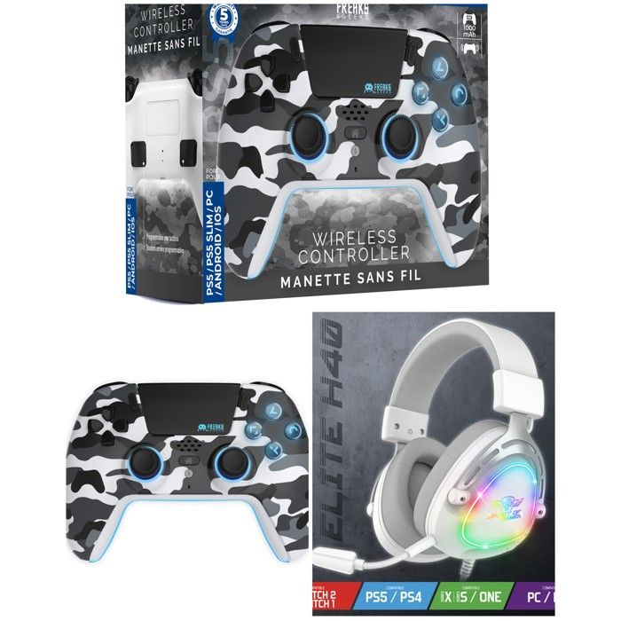 Casque Gamer PC Led RGB Compatible PS4PS5XboxPC Manette PS5 Bluetooth Camo PRO H40 - vue 2
