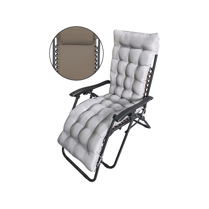 Fauteuil de jardin relax zéro gravité avec coussin matelassé Sintra - Taupe