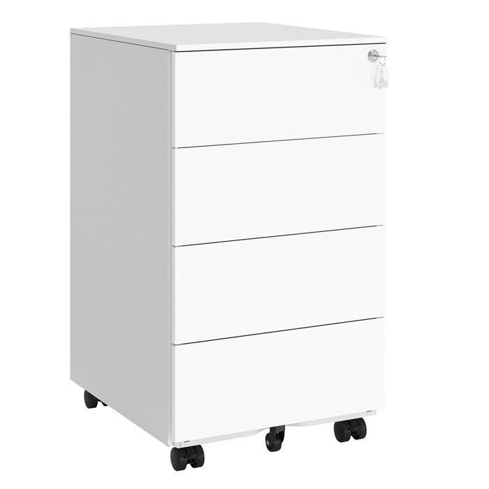 Caisson de bureau mobile verrouillable avec 3 tiroirs rangement de documents papeterie préassemblé pour bureau Caisson de bureau mobile verrouillable avec 3 tiroirs rangement de documents papeterie préassemblé pour bureau