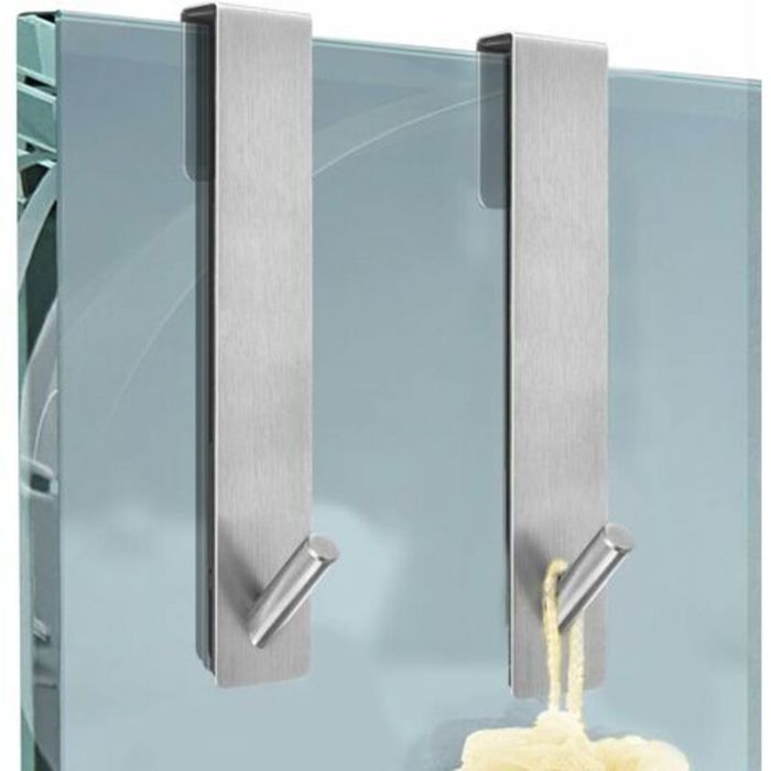 Crochet paroi douche verre inox - 2 Suspension peignoir serviette salle bain anti-rayure - Argenté Aucuneary