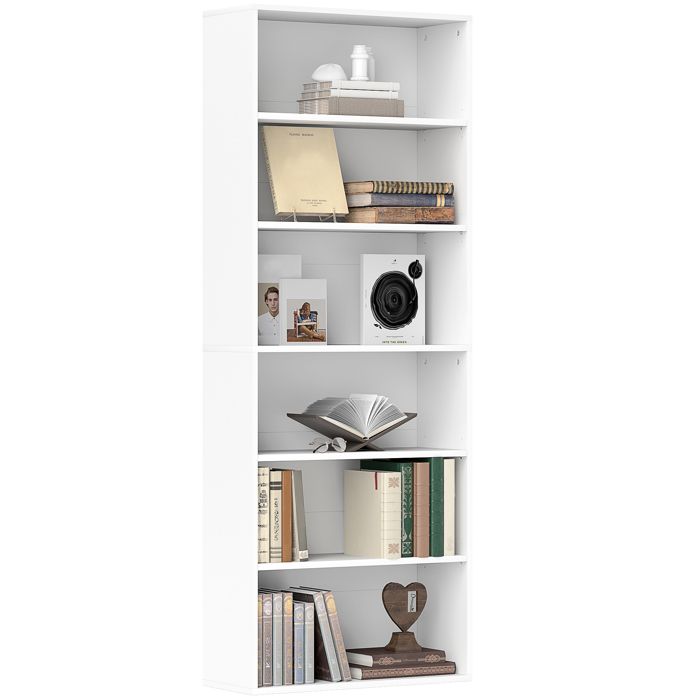Bibliothèque étagère de rangement - HOMCOM- 6 niveaux - étagères réglables - pour salon chambre bureau 60x24x1585cm - blanc