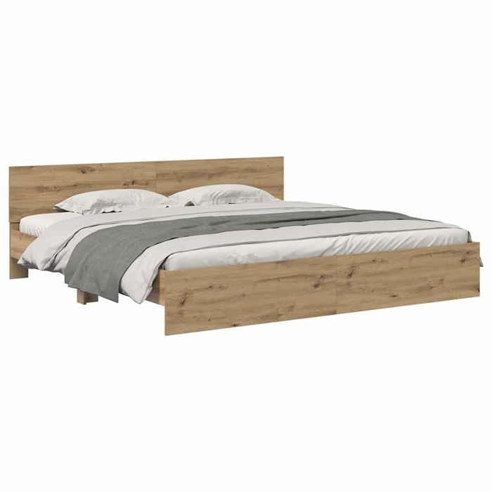 Magnifique Cadre de lit(1 PCS) avec tête de lit - SARAZYJ - Meuble de chambre - 2 Personnes - Chêne artisanal 180 x 200cm Bois ding