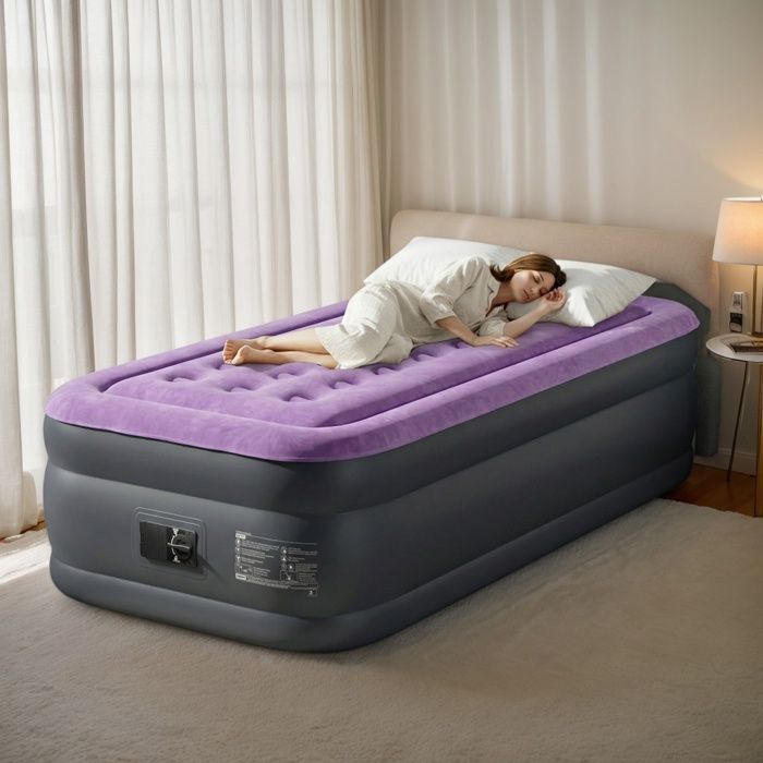 Matelas Gonflable Pompe Électrique Intégrée,avec dessus floqué doux pour camping maison invités 190 x 99 x 45 cm Violet Matelas Gonflable Pompe Électrique Intégrée,avec dessus floqué doux pour camping maison invités 190 x 99 x 45 cm Violet