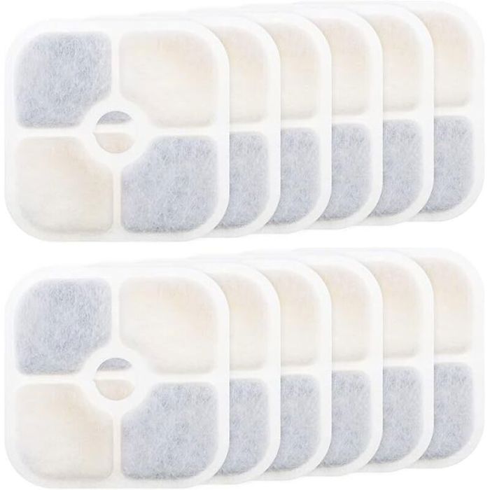 Filtres de fontaine à eau pour chats - Unbrand - Lot de 12 pièces - Charbon actif - Dimensions 124 x 124 cm