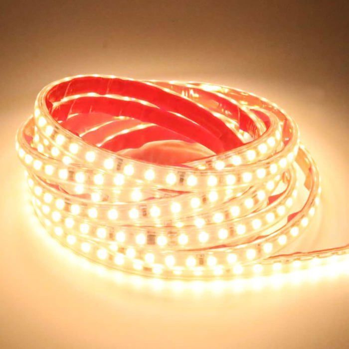 Ruban LED 2M Autocollant Bande Lumineuse a LED Adhesif Etanche 120led / m Rubans de Blanc Chaud Strip 2 metres (2 Blanc BANDE LED