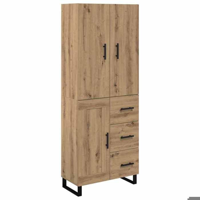 Haut Armoire 2 pièces - vidaXL - verre - chêne artisanal - avec 3 portes - avec 3 tiroirs - 695 x 34 x 180 cm 807oid22p