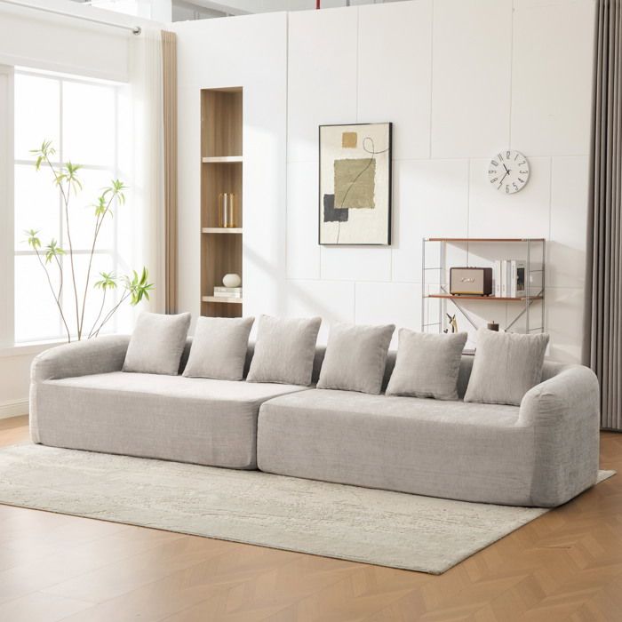 Canapé modulaire en tissu - Gris - Tissu chenille - Rembourrage mousse haute élasticité 30D - Fond antidérapant