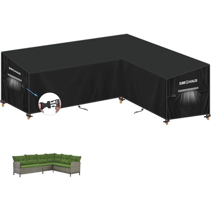 Housse Canapé angle de Jardin Housse Salon de Jardin Angle Exterieur Impermeable Bache Meuble 250x190x90x80/60cm