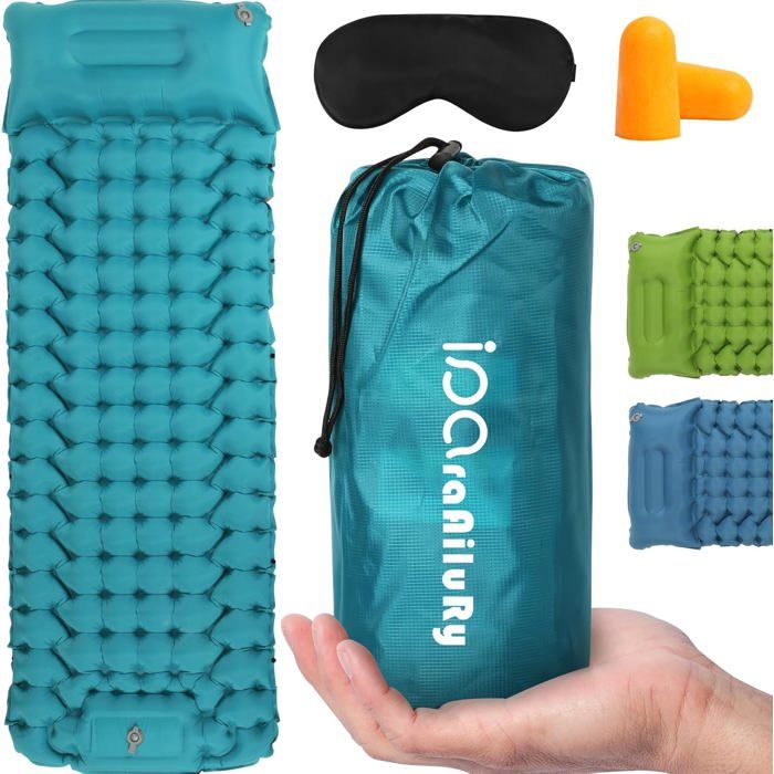 Matelas Camping Autogonflant Avec Pompe À Pied Coussin Gonflable Compact Et Léger Pour Plage Voyage Randonnée Et Tente