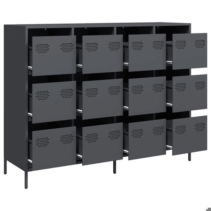 Meuble Rangement - HAOSHOP - Buffet anthracite 135x39x103 5 cm acier laminé à froid&01_29159