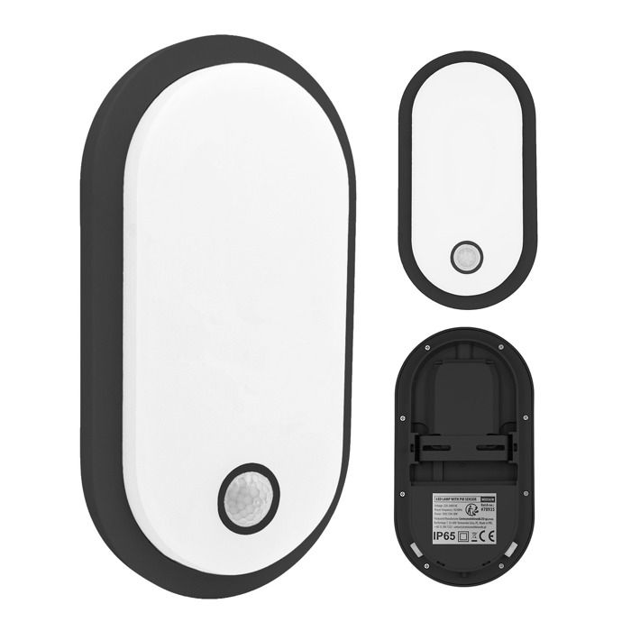 Maclean MCE534 B - Lampe LED avec détecteur de mouvement Maclean détecteur PIR noire 10 W/15 W/18 W IP65