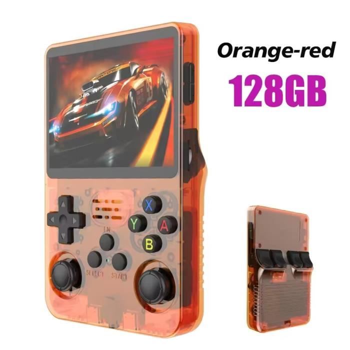 Console de jeux vidéo rétro R36S - orange - 20000 jeux intégrés - écran IPS 3.5 pouces