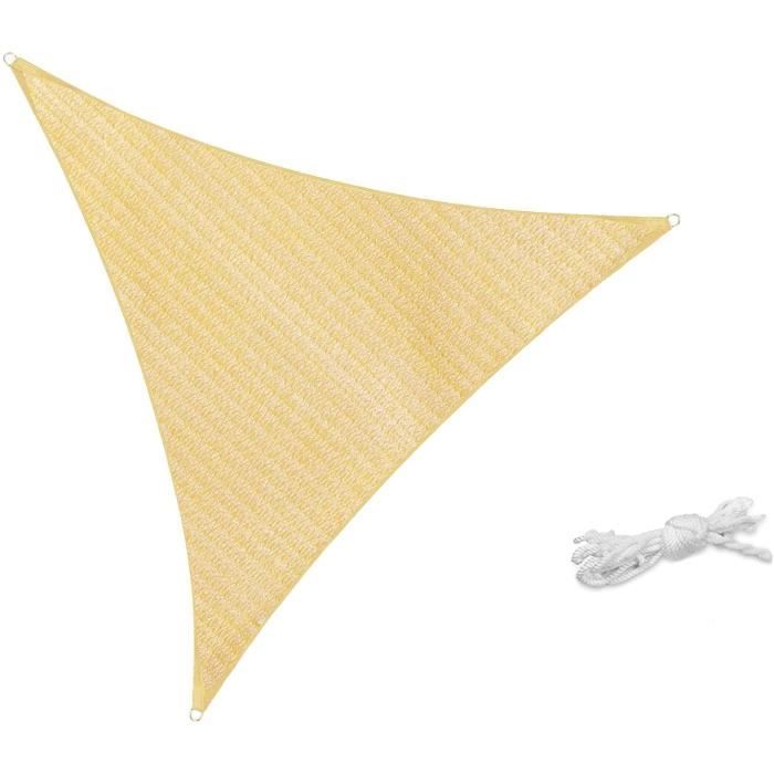 Voile D'ombrage Triangulaire 5x5x7m Protection Rayons UV Et HDPE Respirant Pour Exterieur Terrasse Patio Jardin Creme 87669224