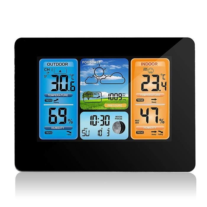 Station Météo Sans Fil LEVIPE - 3 Capteurs, Écran LED, Température/Humidité/Baromètre, Prévisions 12-24h